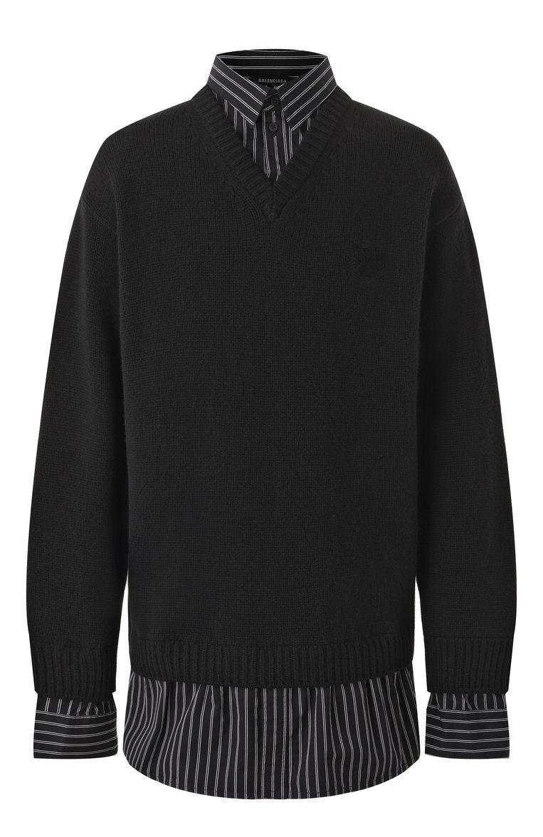 Мужской хлопковый свитер BALENCIAGA черного цвета, арт. 809508/T1712 | Фото 1 (Материал сплава: Проставлено; Рукава: Длинные; Длина (для топов): Удлиненные; Драгоценные камни: Проставлено; Мужское Кросс-КТ: Свитер-одежда; Стили: Кэжуэл; Принт: Без принта, С принтом; Материал внешний: Хлопок)