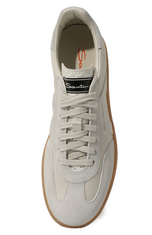 Кожаные кеды Santoni WBPL61244FARSTZ6I50 Кремовый  WBPL61244FARSTZ6I50 Фото 6