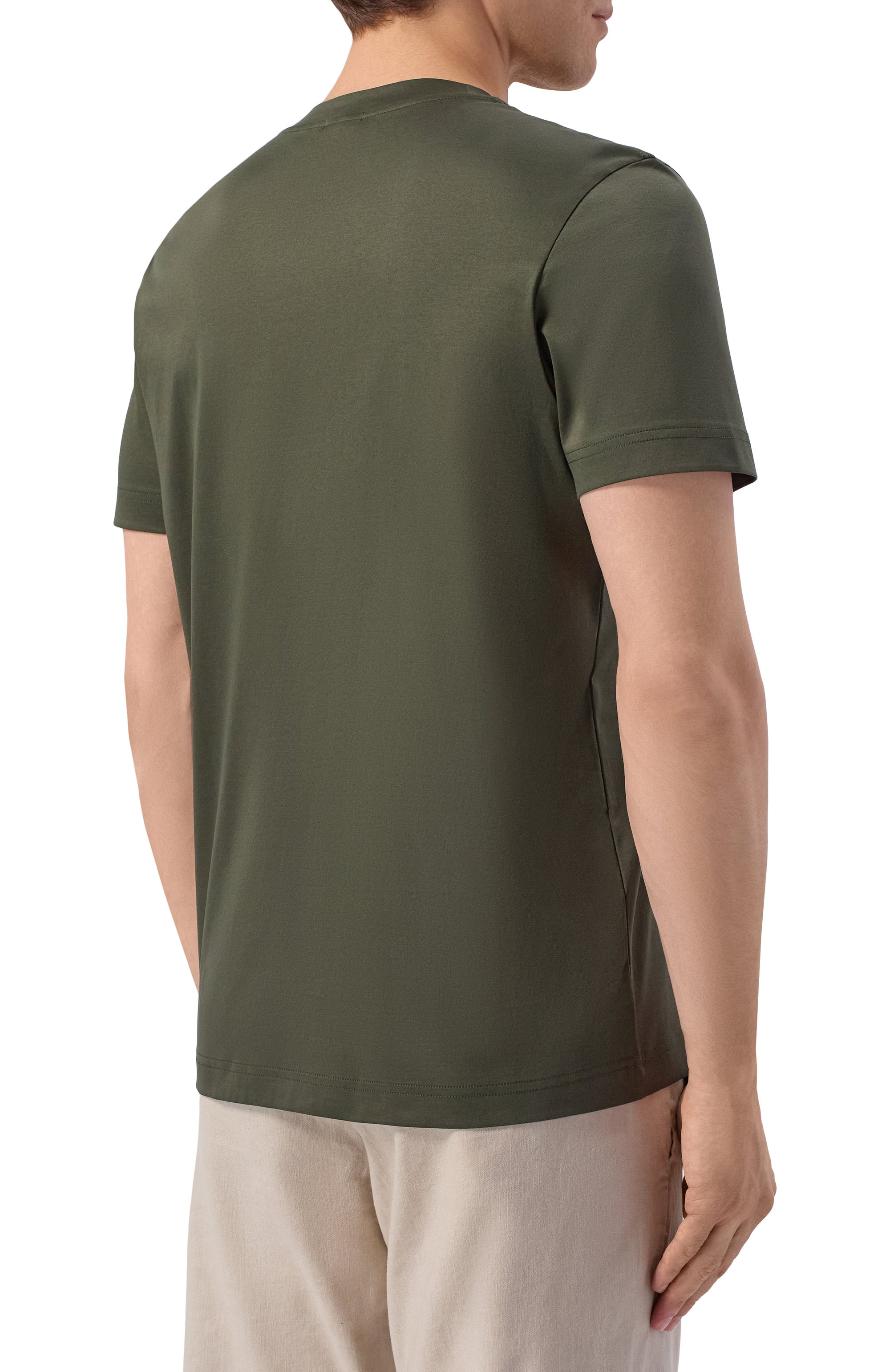 Хлопковая футболка BOGNER хаки цвета по цене 14350 руб., арт. 58149178, фото 4 Хлопковая футболка BOGNER, арт. 58149178, фото 4