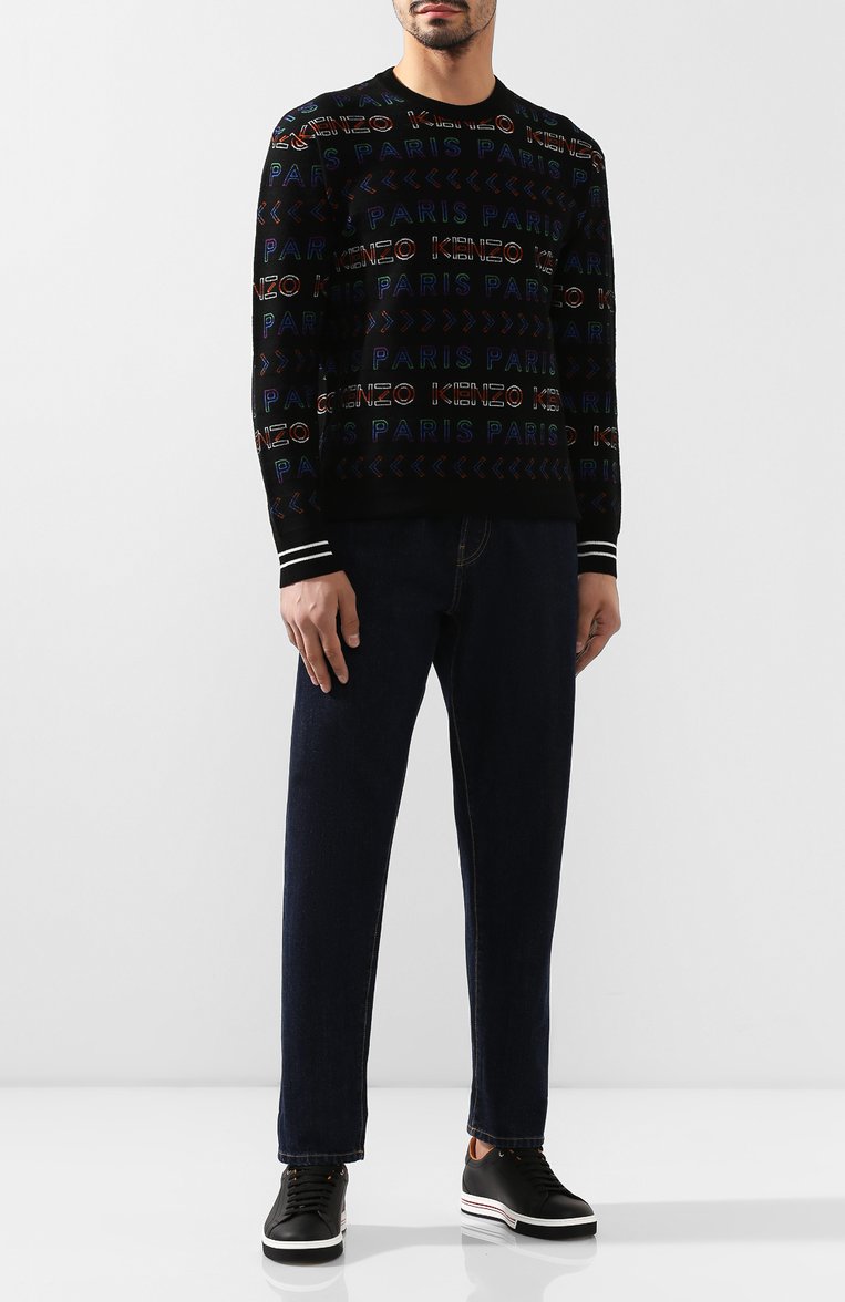 Мужской шерстяной джемпер KENZO разноцветного цвета, арт. F965PU2093LD | Фото 2 (Мужское Кросс-КТ: Джемперы; Статус проверки: Проверена категория, Проверено; Материал внешний: Шерсть; Рукава: Длинные; Длина (для топов): Стандартные; Принт: С принтом; Вырез: Круглый; Стили: Кэжуэл)