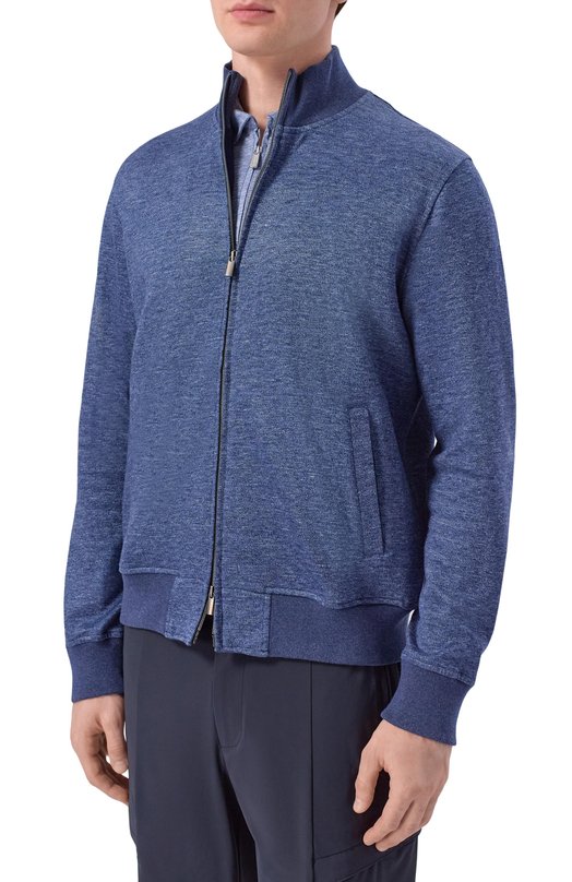 Толстовка изо льна и хлопка Andrea Campagna 20M466.ZQ00.CAMP._001 Синий  20M466.ZQ00.CAMP._001 Фото 3