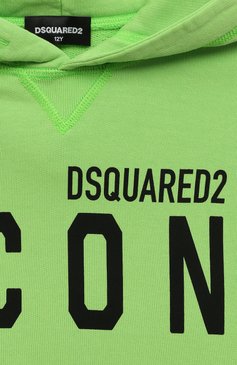 Детский хлопковое худи DSQUARED2 светло-зеленого цвета, арт. DQ049V/D002Y | Фото 3 (Рукава: Длинные; Мальчики Кросс-КТ: Худи-одежда; Материал сплава: Проставлено; Материал внешний: Хлопок; Драгоценные камни: Проставлено)