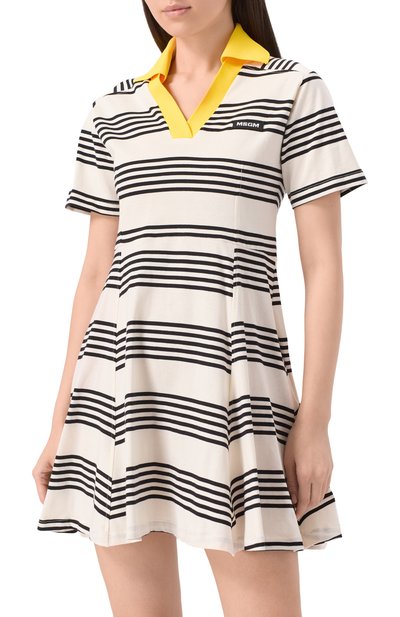 Хлопковое платье MSGM молочного цвета по цене 31550 руб., арт. 3841MDA90/257128, фото 3 Хлопковое платье MSGM, арт. 3841MDA90/257128, фото 3