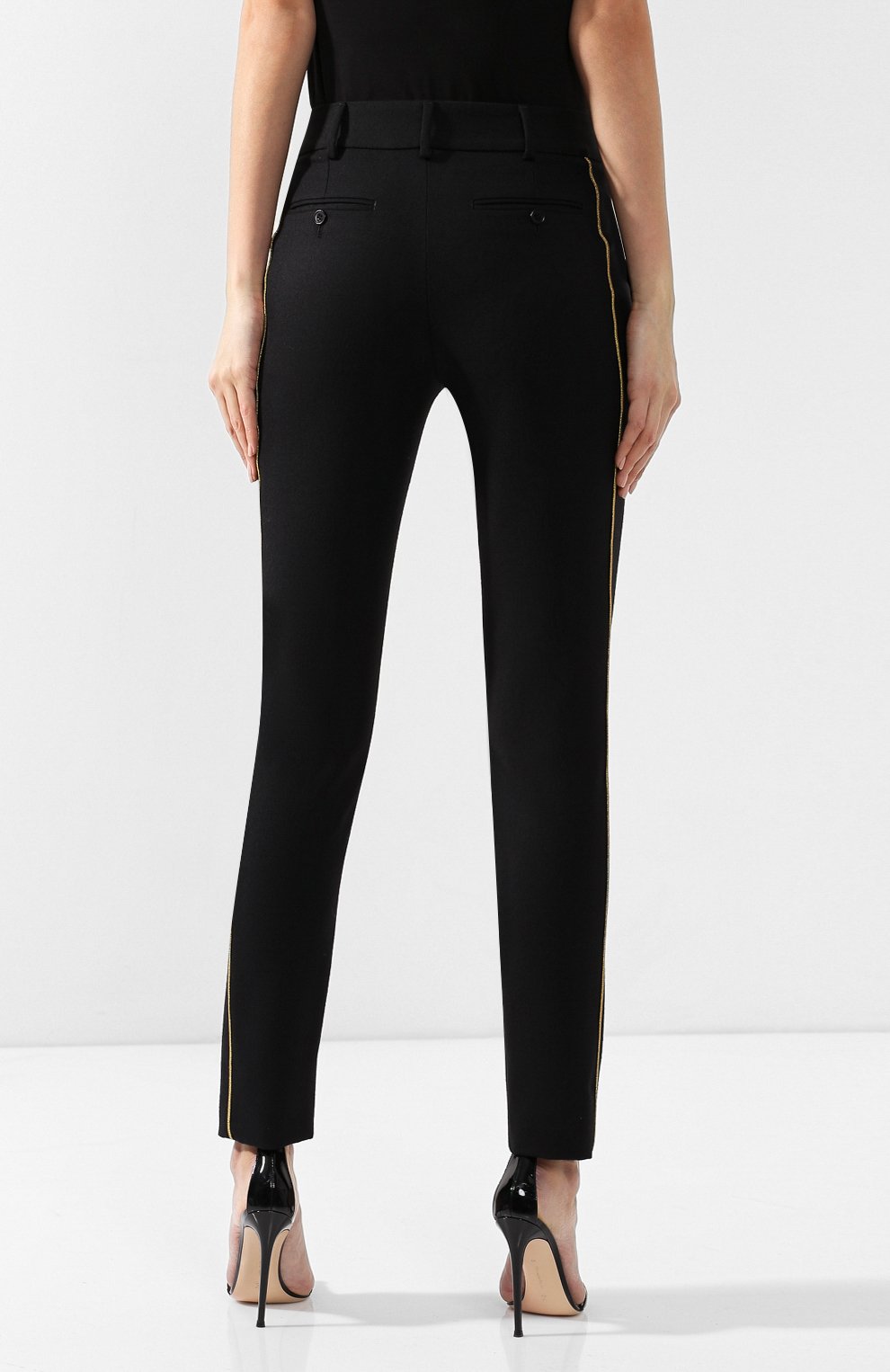 Шерстяные брюки SAINT LAURENT черного цвета по цене 96050 руб., арт. 558550/Y221W, фото 4 Шерстяные брюки SAINT LAURENT, арт. 558550/Y221W, фото 4