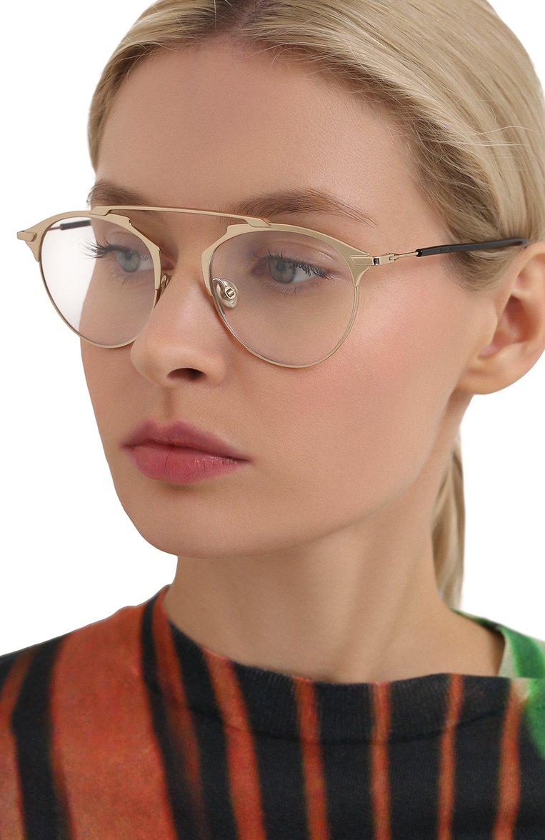 Женские оправа DIOR EYEWEAR золотого цвета, арт. DI0RS0REAL0 J5G | Фото 2 (Тип очков: Оправа; Региональные ограничения белый список (Axapta Mercury): RU, Н�е проставлено; Нос: Не проставлено; Оптика Гендер: оптика-женское; Очки форма: Круглые)