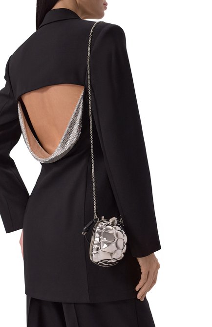 Женский клатч esopo GIAMBATTISTA VALLI серебряного цвета, арт. 25SSXVVRBCS2-M3MEG | Фото 2 (Материал: Металл; Драгоценные камни: Проставлено; Ремень/цепочка: На ремешке; Размер: mini; Материал сплава: Проставлено)