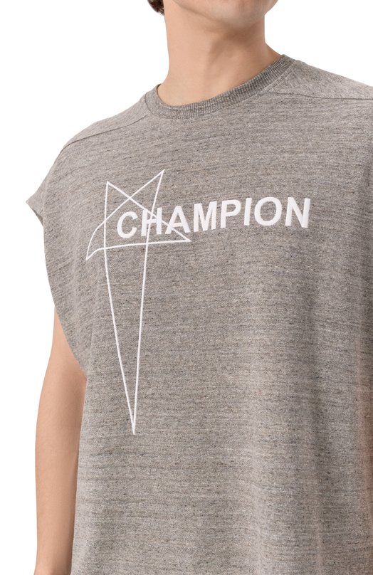 Хлопковая майка Rick Owens x Champion Rick Owens CM01E1667/CHMJ Серый  CM01E1667/CHMJ Фото 5