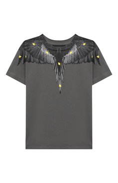 Детская хлопковая футболка MARCELO BURLON KIDS OF MILAN темно-серого цвета, арт. 21E/B/MB/1114/0010/2-6Y | Фото 1 (Материал внешний: Хлопок; Рукава: Короткие; Региональные ограничения белый список (Axapta Mercury): RU; Мальчики Кросс-КТ: Футболка-одежда; Материал сплава: Проставлено; Драгоценные камни: Проставлено; Ростовка одежда: 4 года | 104 см, 6 лет | 116 см)
