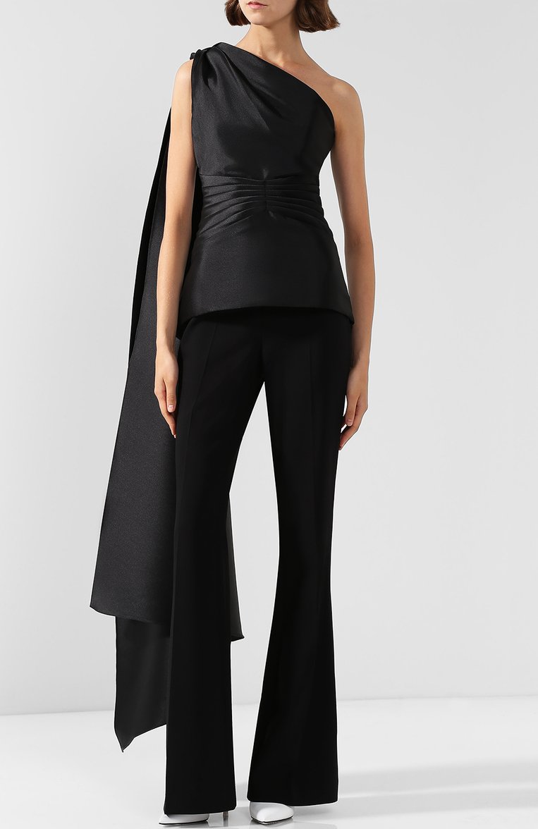 Приталенный топ с открытым плечом и оборкой BRANDON MAXWELL, арт. TP89PF18STN, фото 1