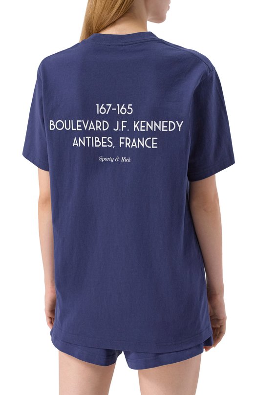 Хлопковая футболка Sporty and Rich T004360666BL106 Синий  T004360666BL106 Фото 4