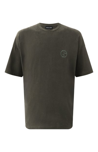 Футболка GIORGIO ARMANI темно-зеленого цвета по цене 67300 руб., арт. GM001246/TE13613, фото 1 Футболка GIORGIO ARMANI, арт. GM001246/TE13613, фото 1
