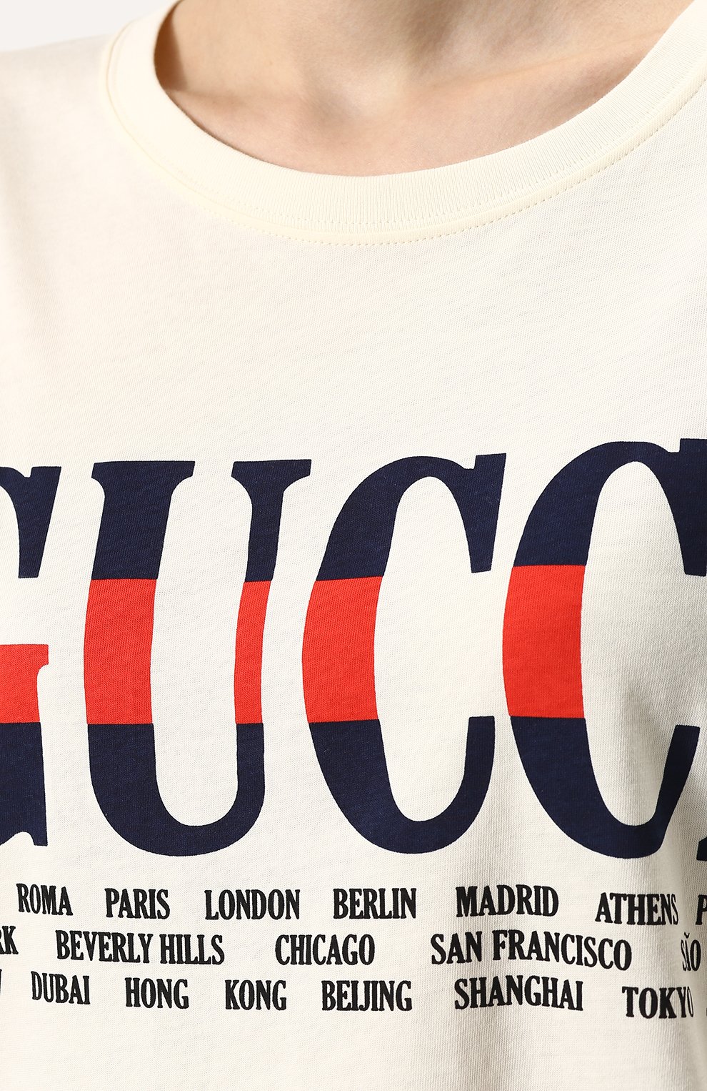 Хлопковая футболка свободного кроя с логотипом бренда GUCCI, арт. 492347/X3M96, фото 5