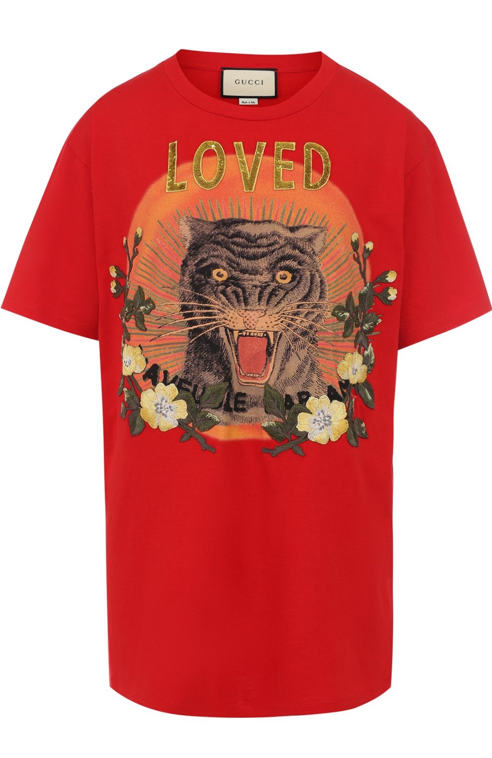 Хлопковая футболка свободного кроя с принтом GUCCI, арт. 469307/X9B93, фото 1