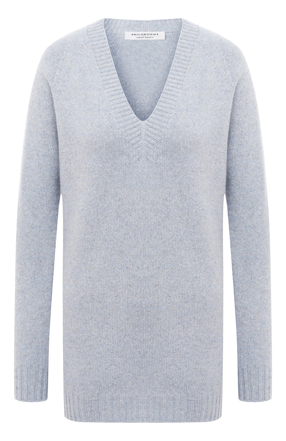 Пуловер из кашемира и шерсти PHILOSOPHY DI LORENZO SERAFINI голубого цвета по цене 45500 руб., арт. A0941/5703, фото 1 Пуловер из кашемира и шерсти PHILOSOPHY DI LORENZO SERAFINI, арт. A0941/5703, фото 1