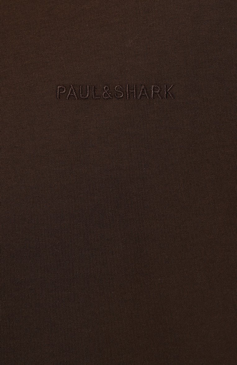 Мужская хлопковая футболка PAUL&SHARK коричневого цвета, арт. 14311616 | Фо�то 5 (Материал сплава: Проставлено; Драгоценные камни: Проставлено; Материал внешний: Хлопок; Рукава: Короткие; Длина (для топов): Стандартные; Принт: Без принта; Стили: Кэжуэл)