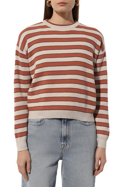 Хлопковый пуловер BRUNELLO CUCINELLI оранжевого цвета по цене 154000 руб., арт. M1919B1331, фото 3 Хлопковый пуловер BRUNELLO CUCINELLI, арт. M1919B1331, фото 3