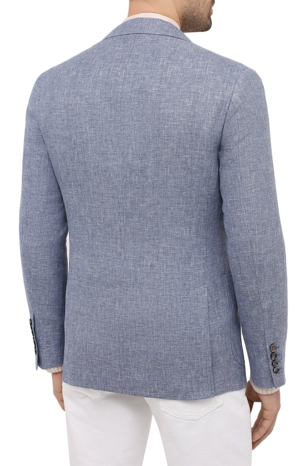 Пиджак изо льна и шерсти BRUNELLO CUCINELLI голубого цвета по цене 342000 руб., арт. MD4957BND, фото 4 Пиджак изо льна и шерсти BRUNELLO CUCINELLI, арт. MD4957BND, фото 4