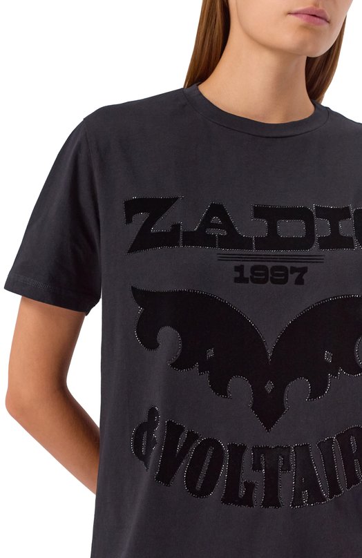 Хлопковая футболка Zadig and Voltaire JWTS02826 Чёрный  JWTS02826 Фото 5