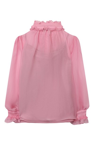 Шелковая блузка DOLCE & GABBANA розового цвета по цене 49950 руб., арт. L54S92/FU1AT/2-6, фото 2 Шелковая блузка DOLCE & GABBANA, арт. L54S92/FU1AT/2-6, фото 2