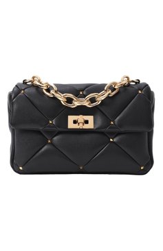 Женская сумка roman stud large VALENTINO черного цвета, арт. 5W2B0Q25/SNL | Фото 1 (Материал: Натуральная кожа; Ремень/цепочка: На ремешке; Материал сплава: Проставлено; Размер: large; Драгоценные камни: Проставлено)