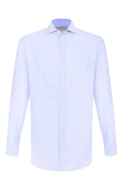 Мужская рубашка из хлопка и льна BRUNELLO CUCINELLI, арт. MR6250028
