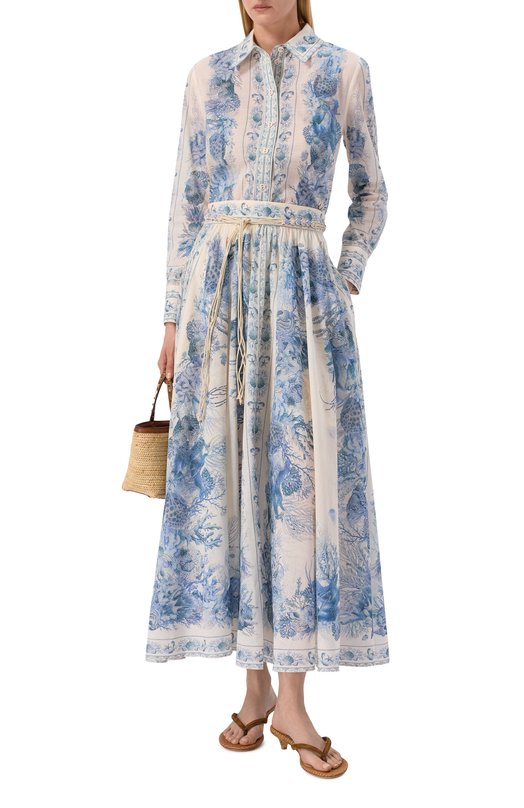 Хлопковая юбка Zimmermann 5851SRS262 Голубой  5851SRS262 Фото 2