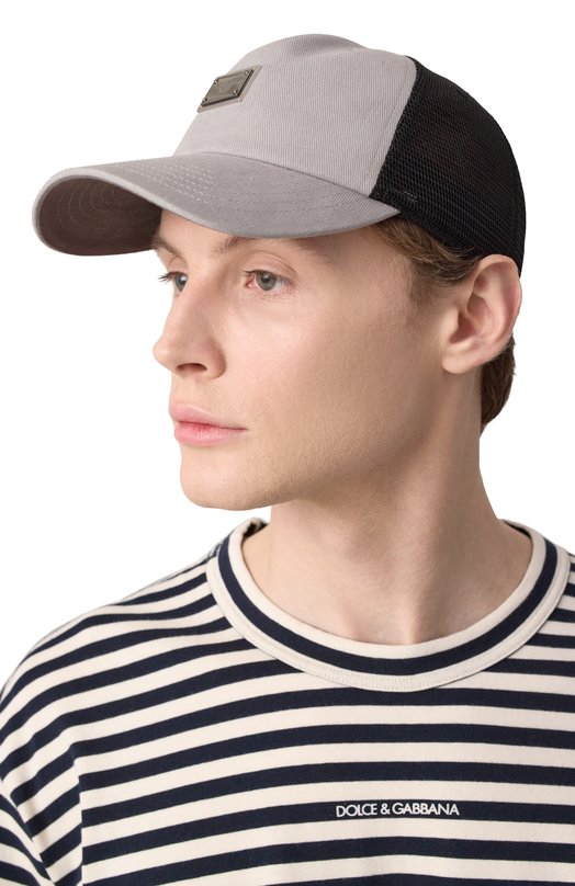 Хлопковая бейсболка Dolce & Gabbana GH736A/GI993 Серый  GH736A/GI993 Фото 2