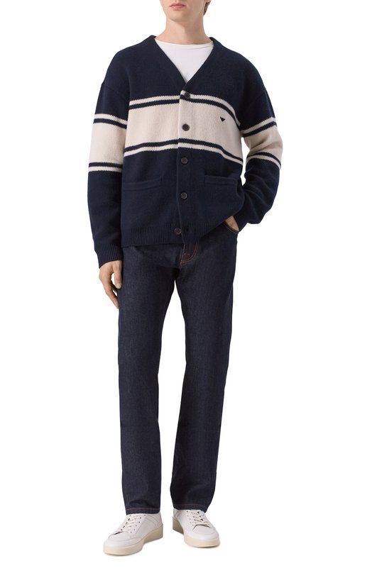 Шерстяной кардиган Emporio Armani EM002310/AF19440 Синий  EM002310/AF19440 Фото 2