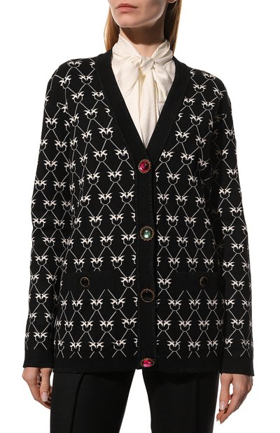 Кардиган PINKO черно-белого цвета по цене 43850 руб., арт. 1G18FH-Y7UH, фото 3 Кардиган PINKO, арт. 1G18FH-Y7UH, фото 3