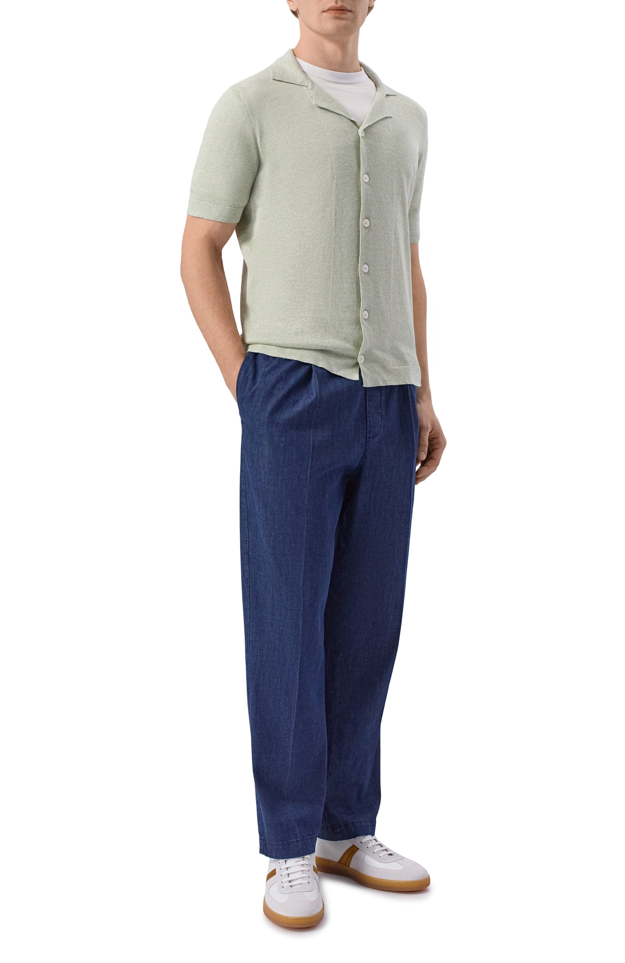 Рубашка изо льна и хлопка GRAN SASSO светло-зеленого цвета по цене 30850 руб., арт. 57184/18637, фото 2 Рубашка изо льна и хлопка GRAN SASSO, арт. 57184/18637, фото 2