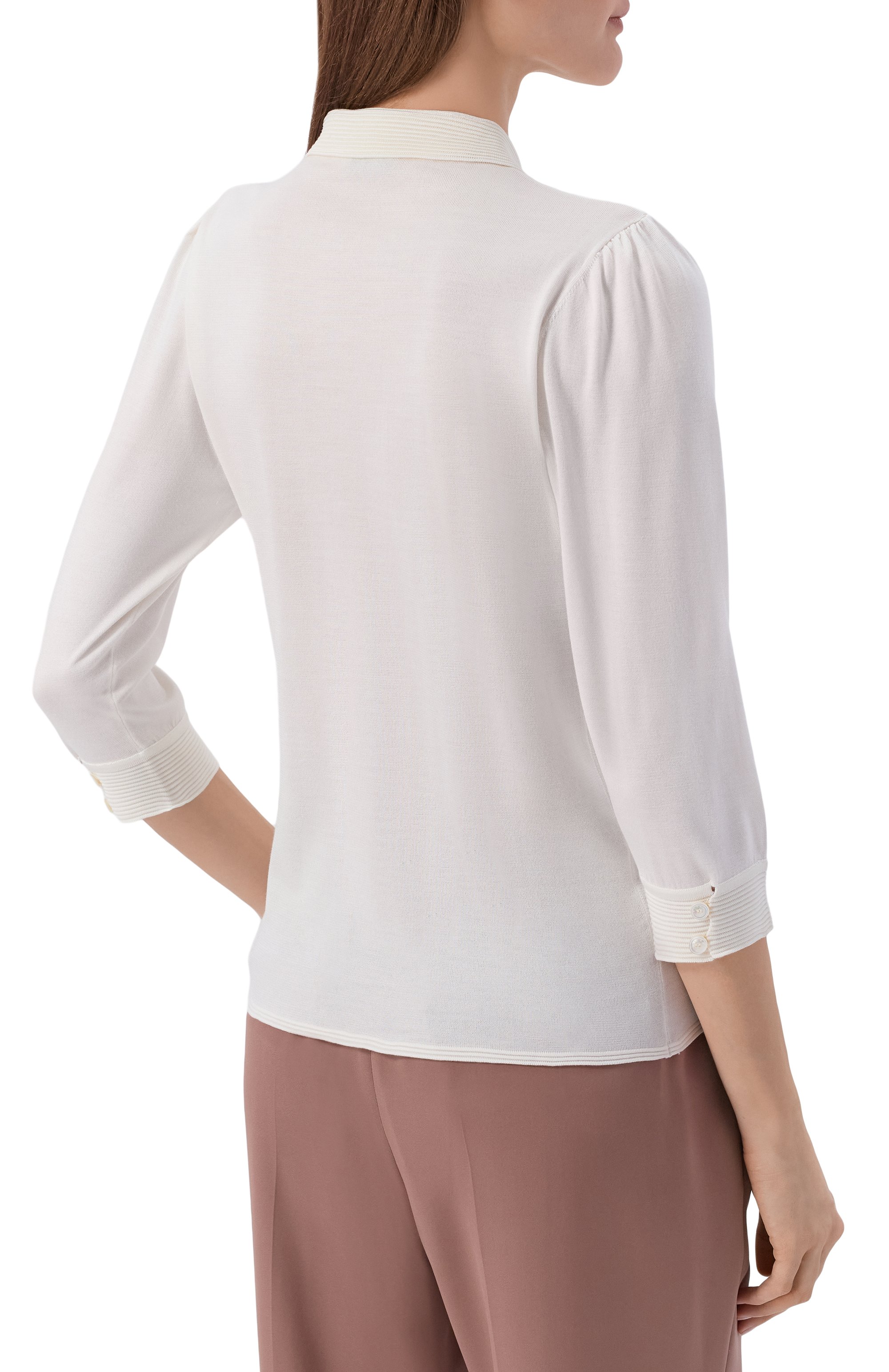 Шелковое поло KITON белого цвета по цене 191500 руб., арт. D61726, фото 4 Шелковое поло KITON, арт. D61726, фото 4