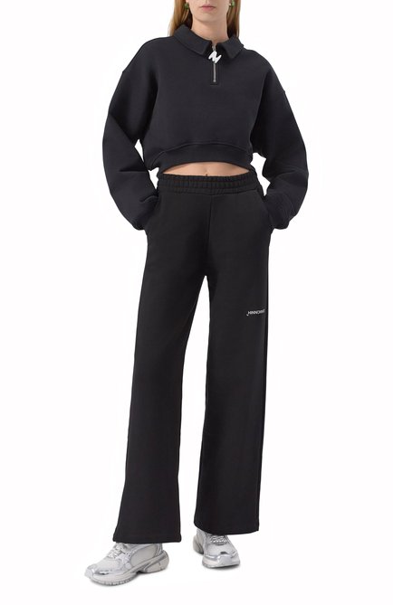 Женский хлопковый свитшот MSGM черного цвета, арт. 3841MDM88/257001 | Фото 2 (Материал сплава: Проставлено; Материал внешний: Хлопок; Драгоценные камни: Проставлено; Длина (для топов): Укороченные; Рукава: Длинные)