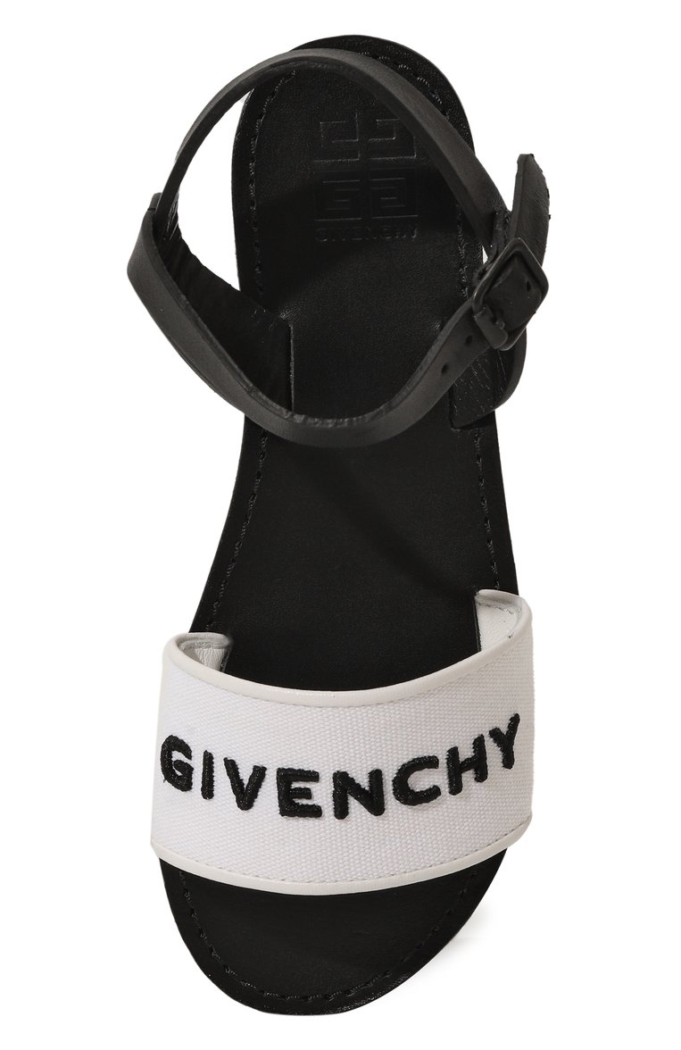 Детские сандалии GIVENCHY черно-белого цвета, арт. H30023/28-35 | Фото 4 (Нос: Не проставлено; Материал внешний: Текстиль, Натуральная кожа; Материал внутренний: Натуральная кожа; Автоматизация состава: Проставлено)