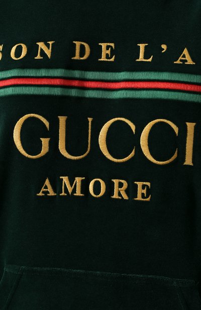Хлопковое худи GUCCI зеленого цвета по цене 89950 руб., арт. 595773/XJBT1, фото 5 Хлопковое худи GUCCI, арт. 595773/XJBT1, фото 5