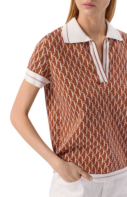 Хлопковое поло Kiton D59778K0954F04 Коричневый  D59778K0954F04 Фото 5