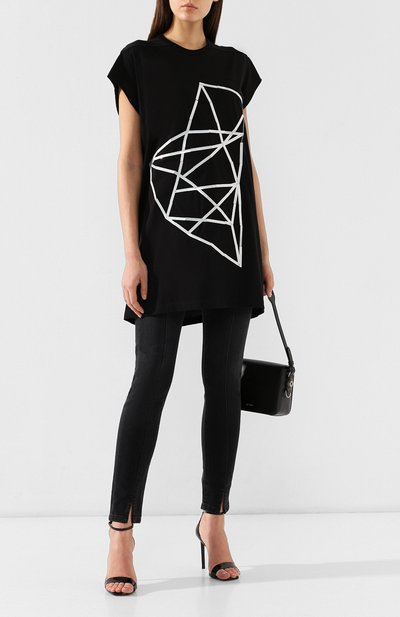 Хлопковая футболка RICK OWENS черно-белого цвета по цене 43150 руб., арт. R019S6162/RNEM8, фото 2 Хлопковая футболка RICK OWENS, арт. R019S6162/RNEM8, фото 2