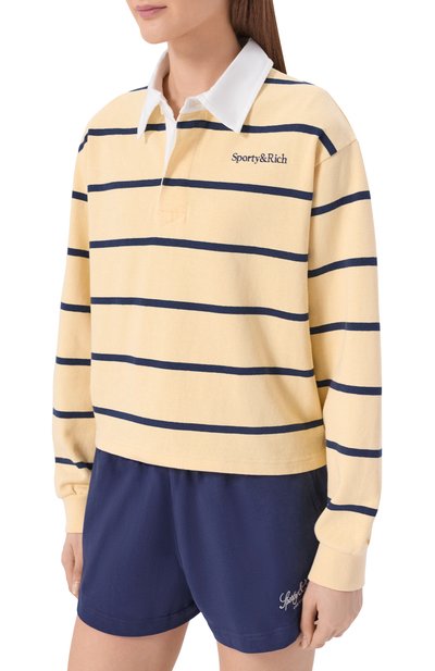 Хлопковое поло SPORTY AND RICH бежевого цвета по цене 34300 руб., арт. T000876300YE22, фото 3 Хлопковое поло SPORTY AND RICH, арт. T000876300YE22, фото 3