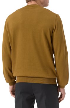 Мужской хлопковый джемпер CANALI горчичного цвета, арт. C0012/MK00145 | Фото 4 (Рукава: Длинные; Длина (для топов): Стандартные; Материал внешний: Хлопок; Материал сплава: Проставлено; Драгоценные камни: Проставлено; Вырез: Круглый; Мужское Кросс-КТ: Джемперы; Принт: Без принта; Стили: Кэжуэл)