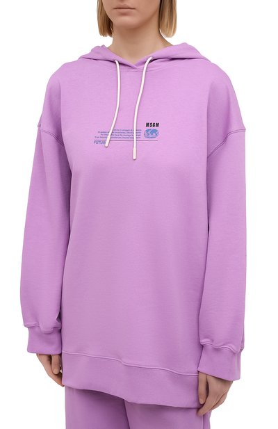 Хлопковое худи MSGM сиреневого цвета по цене 35100 руб., арт. 3041MDM194 217119, фото 3 Хлопковое худи MSGM, арт. 3041MDM194 217119, фото 3