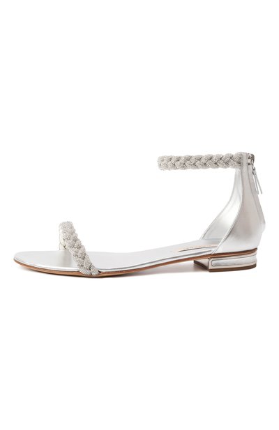 Комбинированные сандалии tacco CASADEI серебряного цвета по цене 98100 руб., арт. 1L871U010M/C1656, фото 4 Комбинированные сандалии tacco CASADEI, арт. 1L871U010M/C1656, фото 4