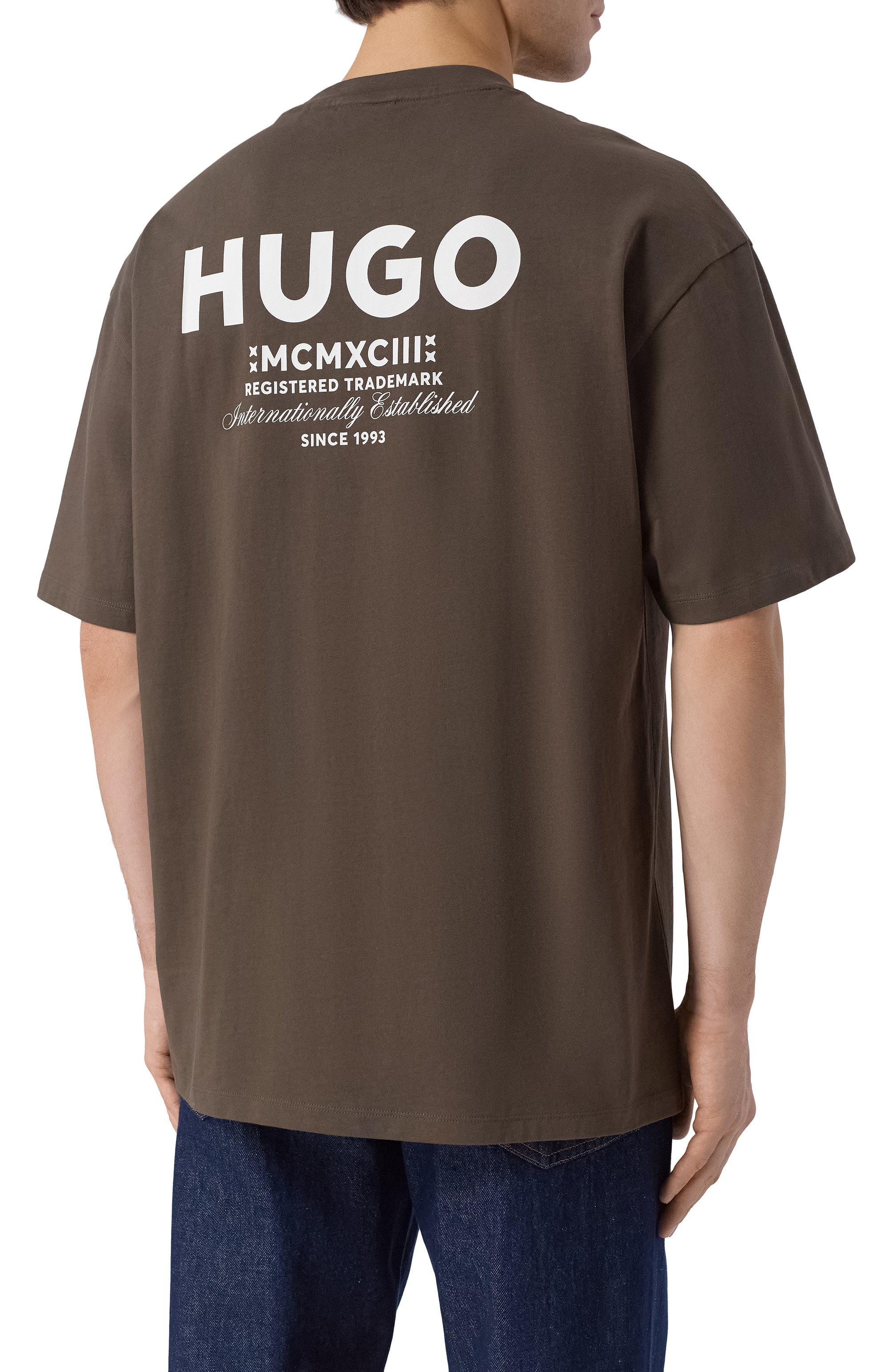 Хлопковая футболка HUGO BLUE коричневого цвета по цене 8250 руб., арт. 50509776, фото 4 Хлопковая футболка HUGO BLUE, арт. 50509776, фото 4