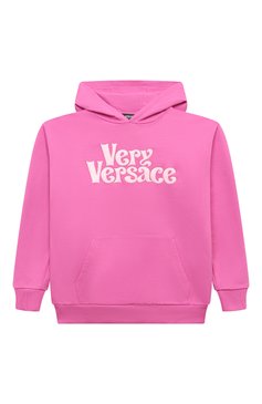 Детский хлопковое худи VERSACE фуксия цвета, арт. 1007359/1A09002 | Фото 1 (Рукава: Длинные; Материал сплава: Проставлено; Материал внешний: Хлопок; Драгоценные камни: Проставлено)