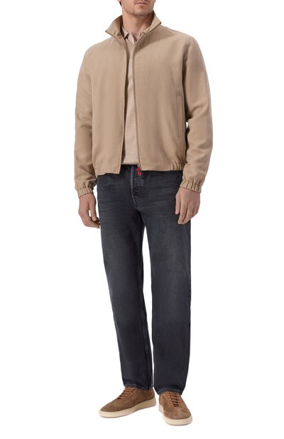 Мужской бомбер из шелка и льна KITON, арт. UW2407V0848H