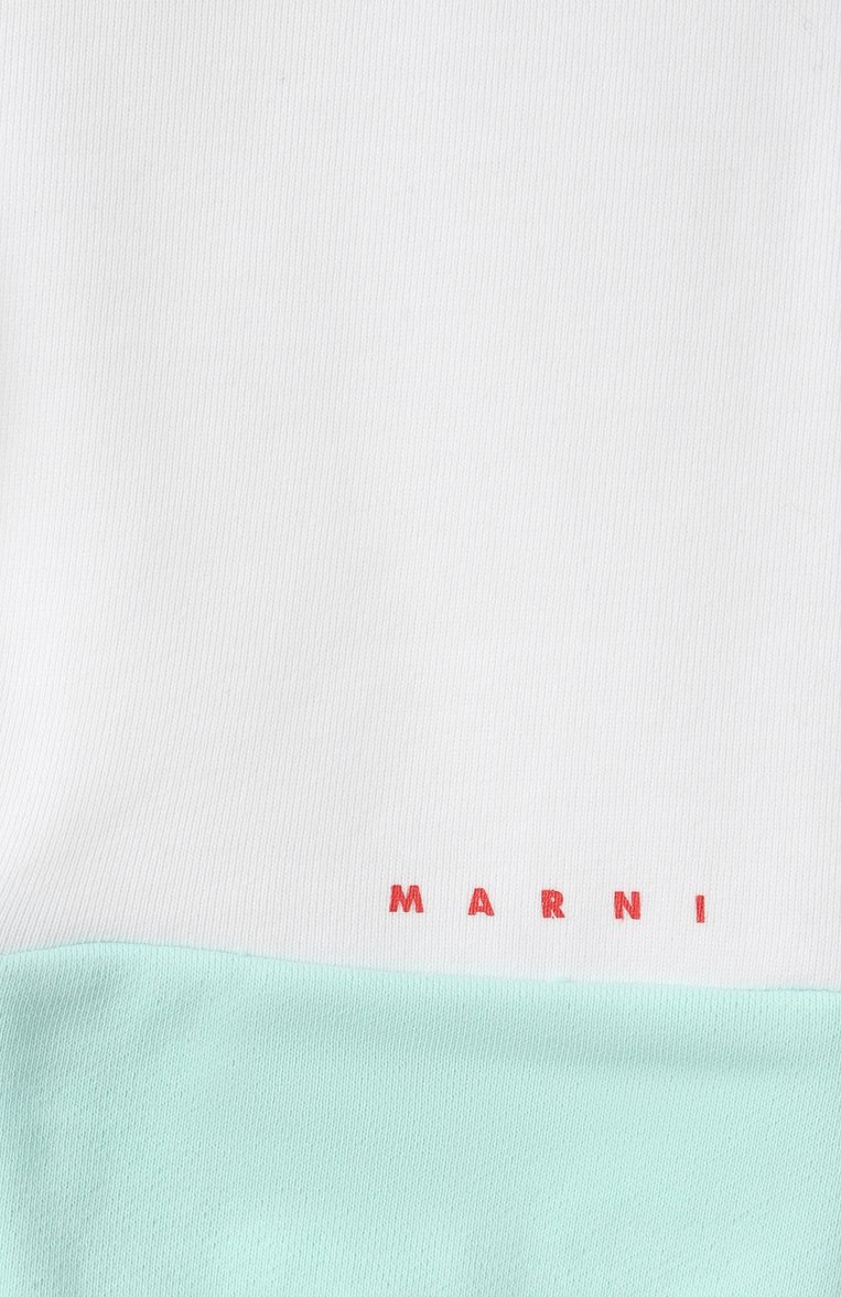 Детские хлопковые джоггеры MARNI белого цвета, арт. M01390/M00V0 | Фото 3 (Нос: Не проставлено; Материал сплава: Проставлено; Кросс-КТ НВ: Джоггеры; Материал внешний: Хлопок; Ростовка одежда: 6 мес | 68 см, 9 мес | 74 см)