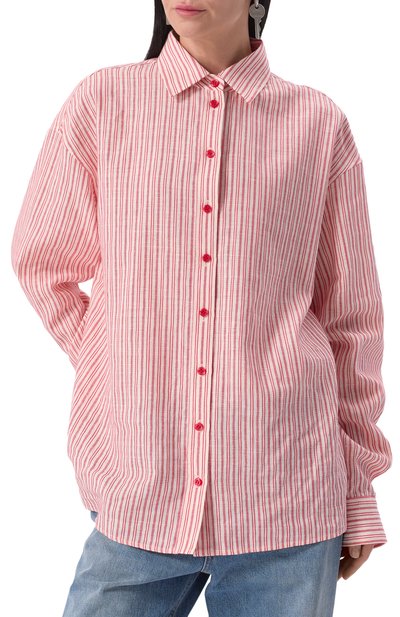 Рубашка изо льна и хлопка PERVERT красного цвета по цене 35000 руб., арт. PE24/SHT02/31-41, фото 3 Рубашка изо льна и хлопка PERVERT, арт. PE24/SHT02/31-41, фото 3