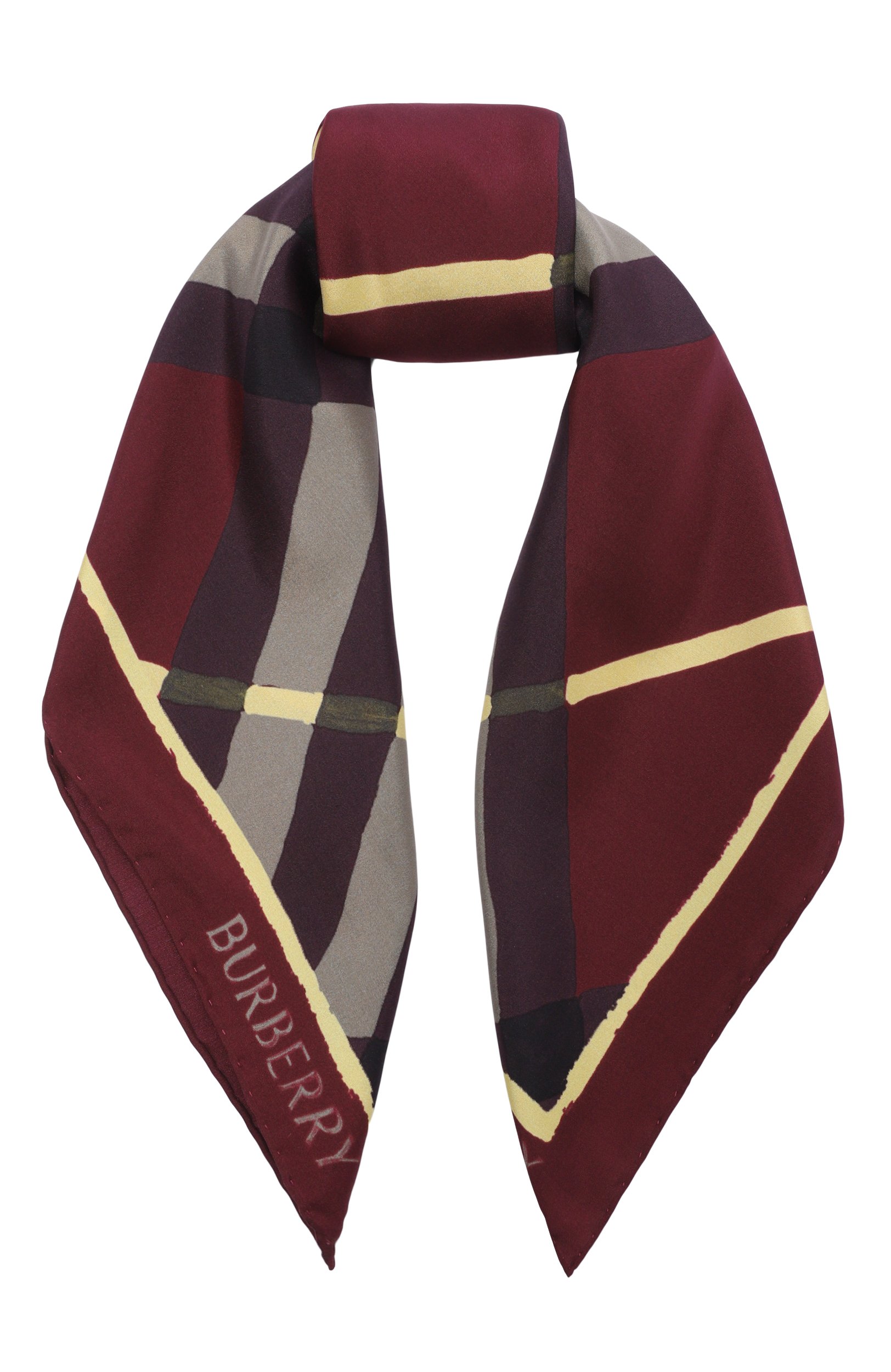 Шелковый платок BURBERRY красного цвета по цене 59950 руб., арт. 8126947, фото 1 Шелковый платок BURBERRY, арт. 8126947, фото 1