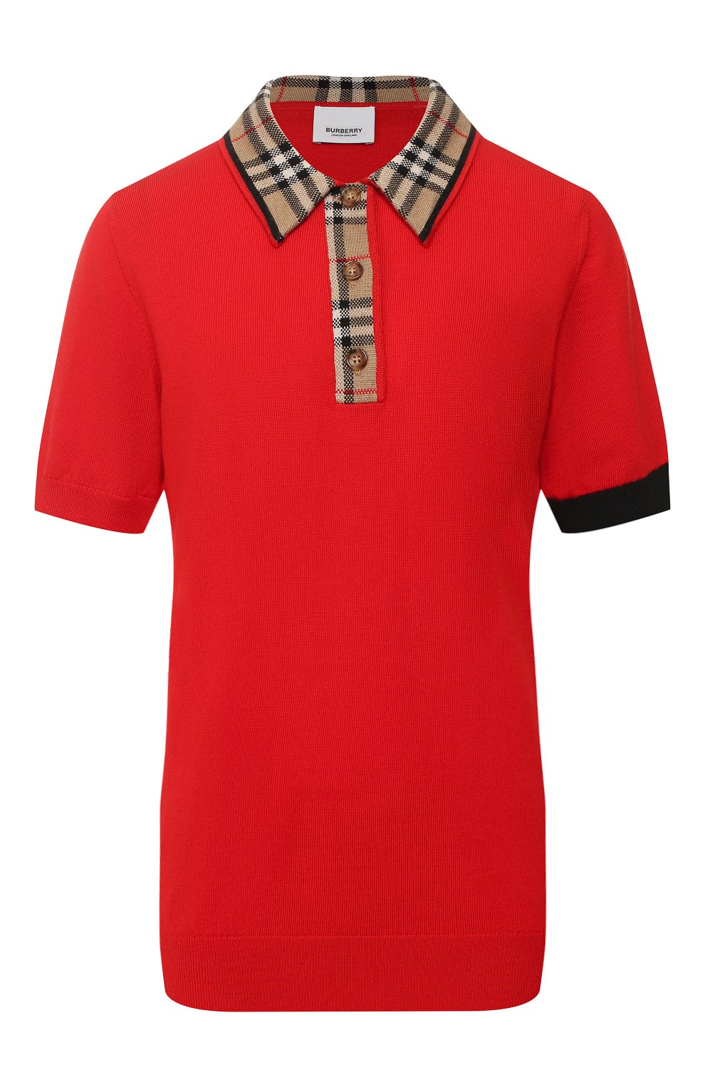 Шерстяное поло BURBERRY красного цвета по цене 64100 руб., арт. 8023891, фото 1 Шерстяное поло BURBERRY, арт. 8023891, фото 1