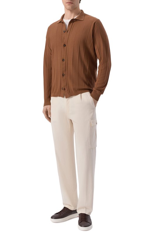 Кардиган из хлопка и шелка Kiton UMM0780 Коричневый  UMM0780 Фото 2