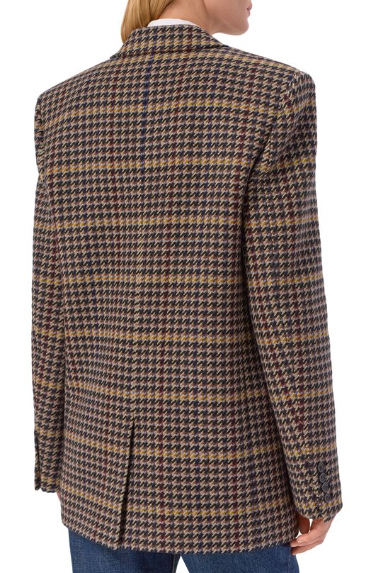 Шерстяной жакет Saint Laurent 837047/Y3J60 Коричневый  837047/Y3J60 Фото 4