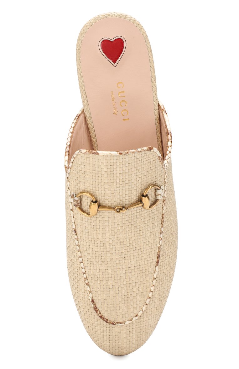 Женские сабо princetown GUCCI бежевого цвета, арт. 475094/GZ610 | Фото 5 (Статус проверки: Проверена категория, Проверено; Подошва: Плоская; Каблук высота: Без каблука, Низкий; Каблук тип: Устойчивый; Материал внешний: Текстиль, Натуральная кожа; Материал внутренний: Натуральная кожа)